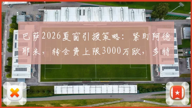 巴萨2026夏窗引援策略：紧盯阿德耶米，转会费上限3000万欧，多特蒙德态度成关键